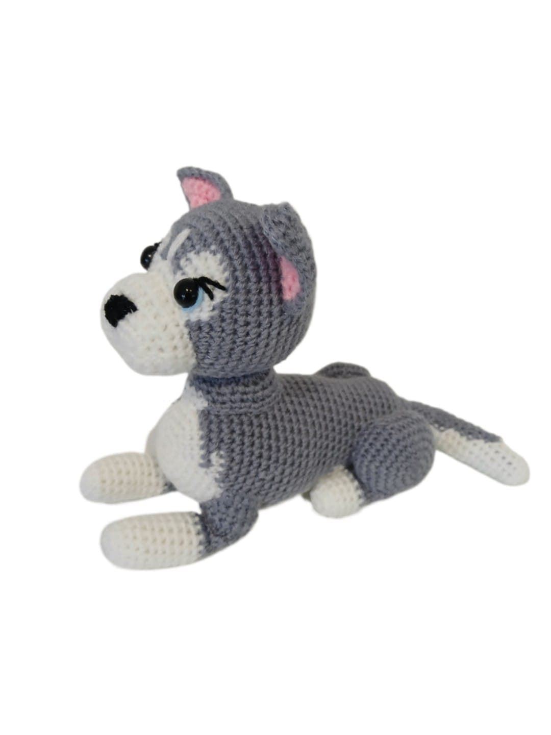 Peluche perro husky hecho a mano a ganchillo (amigurumi). - Imagen 3