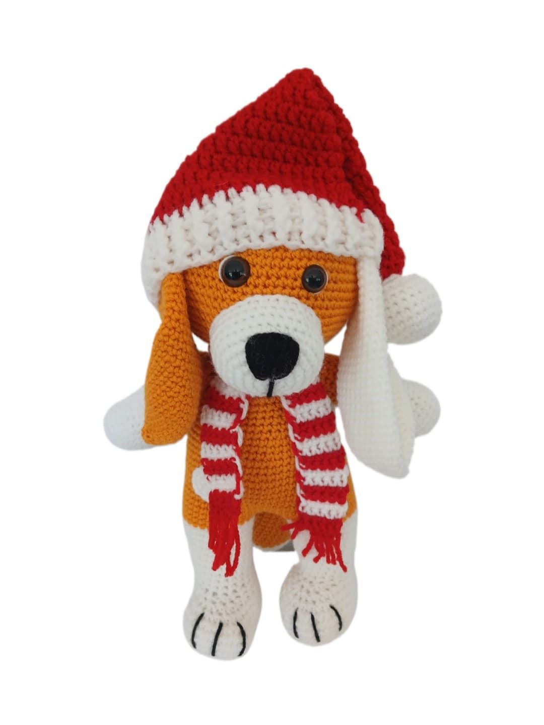 Peluche perro navideño navidad amigurumi hecho a mano a ganchillo - Imagen 1