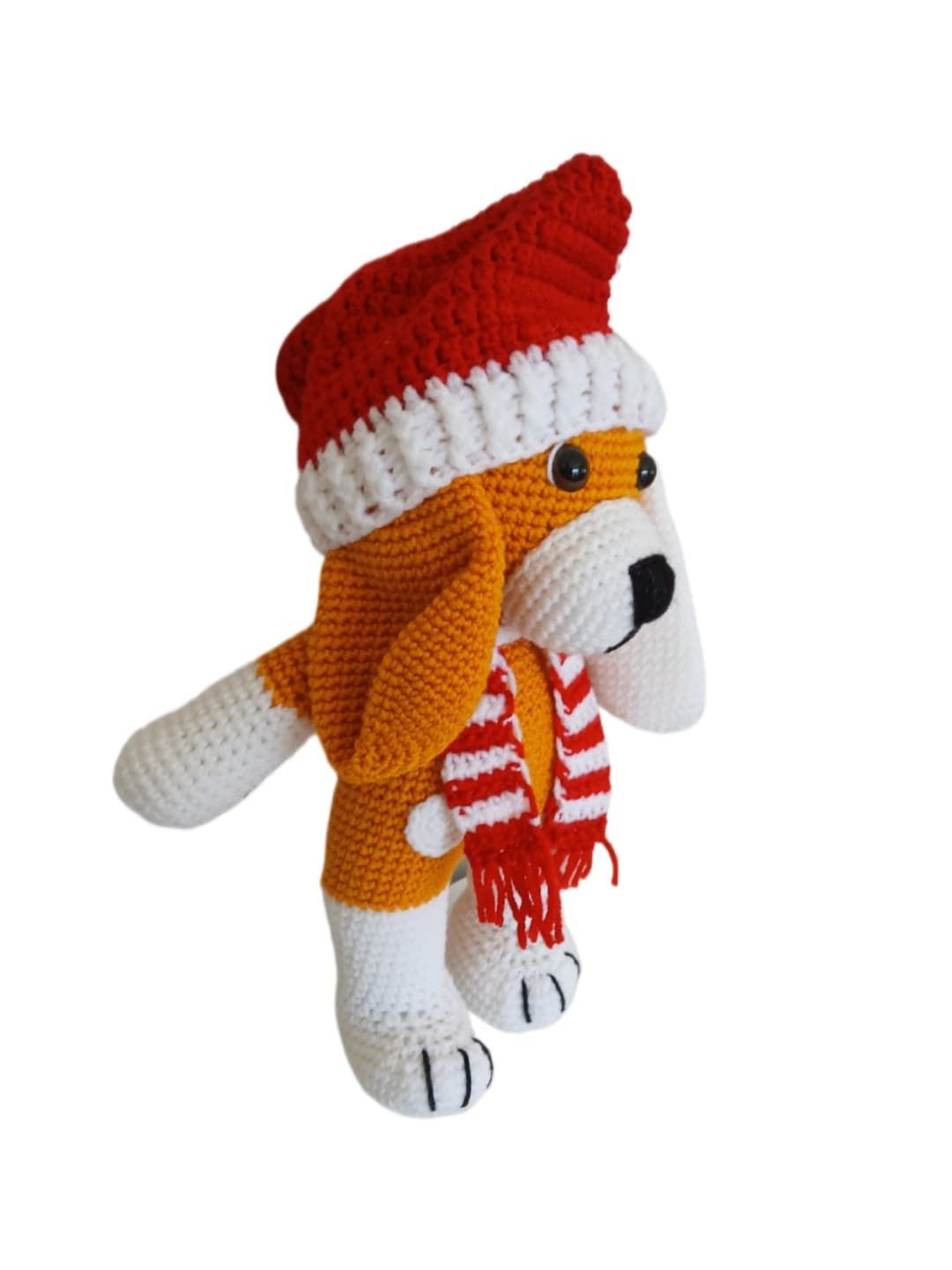 Peluche perro navideño navidad amigurumi hecho a mano a ganchillo - Imagen 2