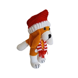 Peluche perro navideño navidad amigurumi hecho a mano a ganchillo - Imagen 2
