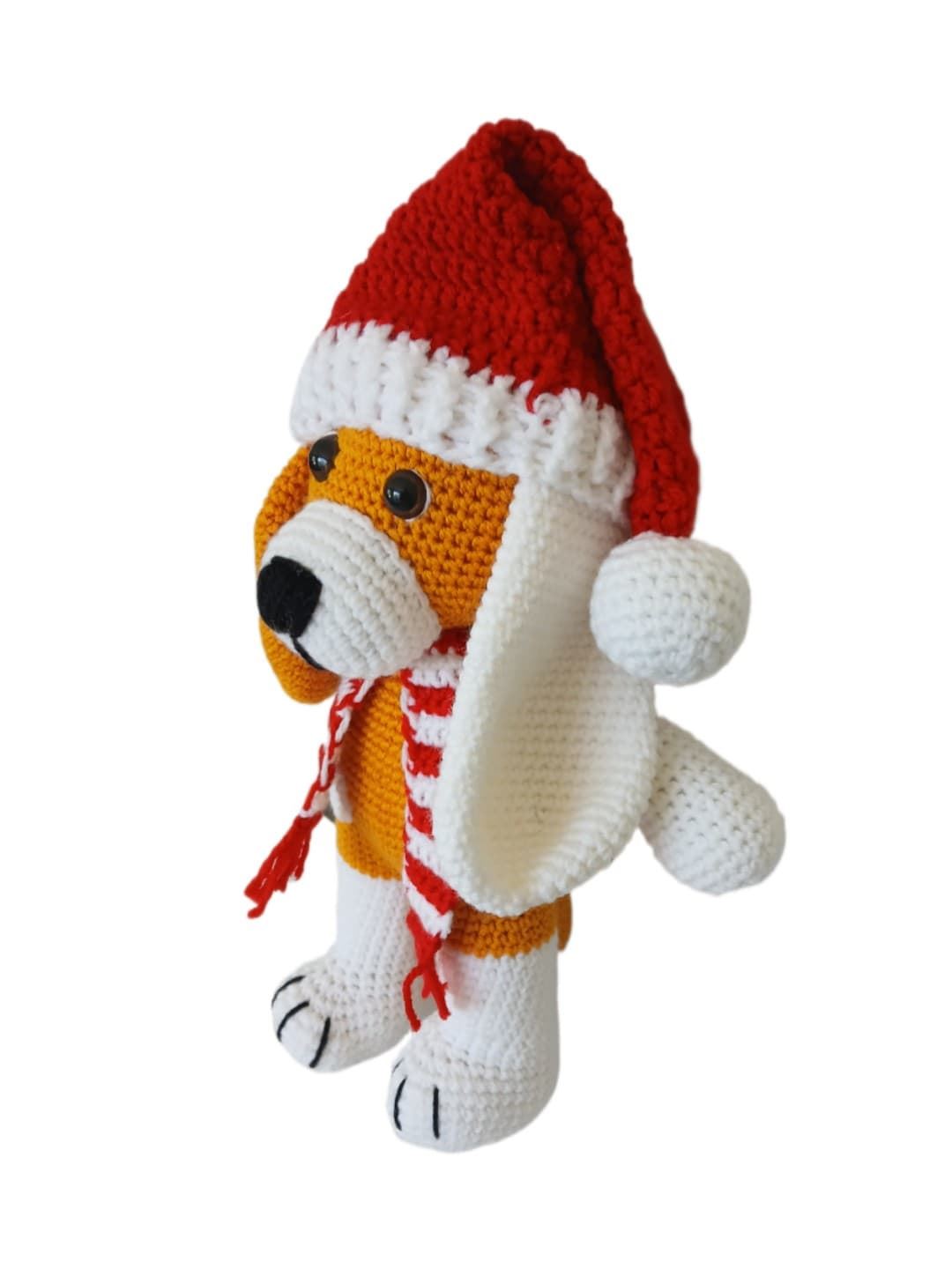 Peluche perro navideño navidad amigurumi hecho a mano a ganchillo - Imagen 3