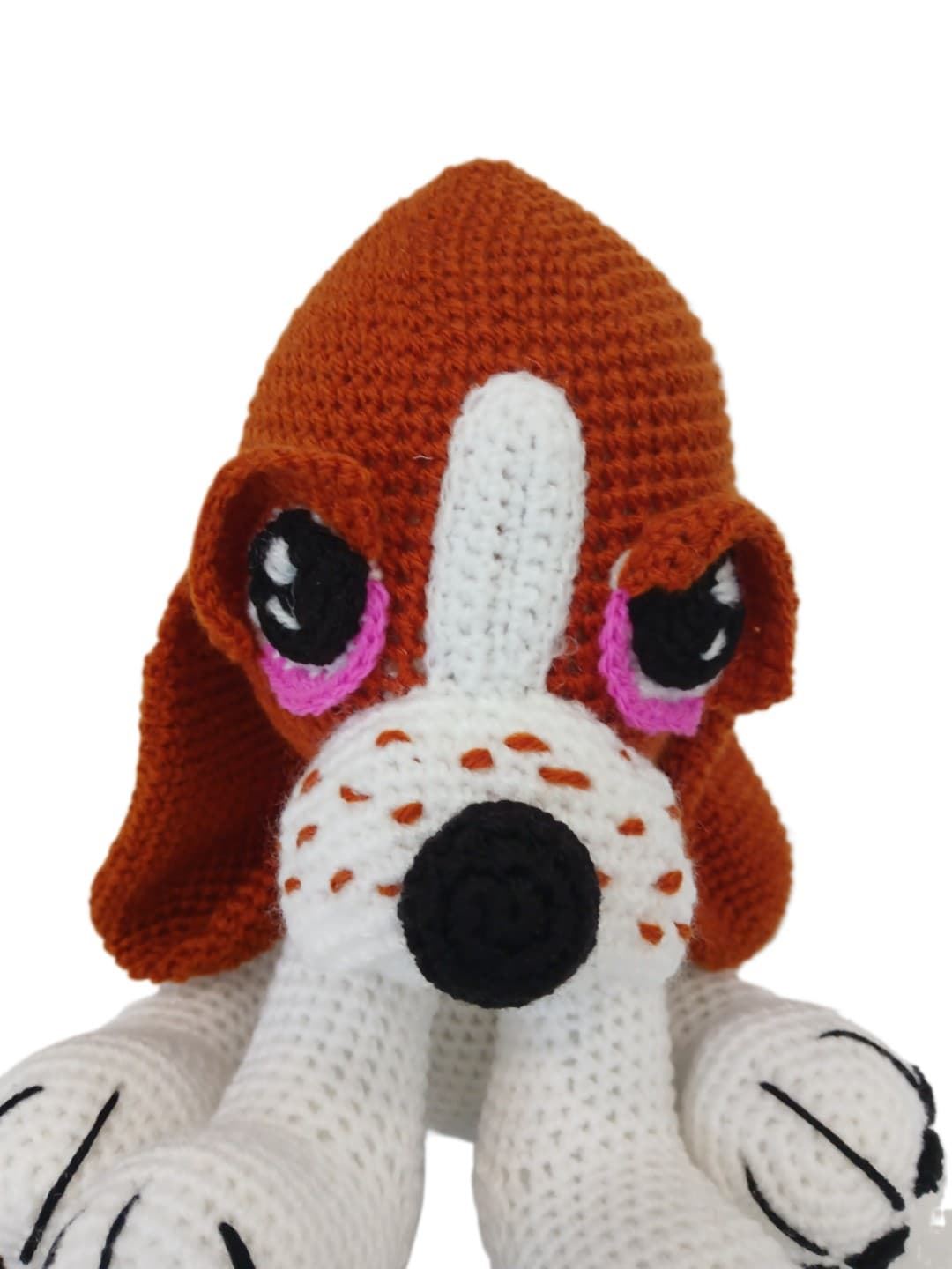 Peluche perro orejas largas hecho a mano a ganchillo (amigurumi). - Imagen 4