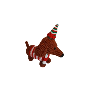 Peluche perro salchicha con jersey rojo navidad navideño hecho a mano a ganchillo (amigurumi). - Imagen 2