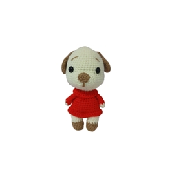 Peluche perro vestido rojo hecho a mano a ganchillo (amigurumi). - Imagen 1