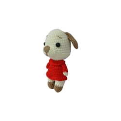 Peluche perro vestido rojo hecho a mano a ganchillo (amigurumi). - Imagen 2