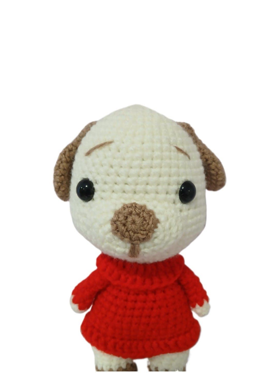 Peluche perro vestido rojo hecho a mano a ganchillo (amigurumi). - Imagen 4