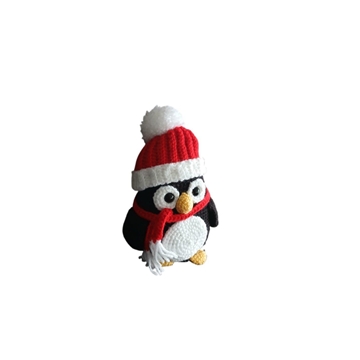 Peluche pingüino navideño hecho a mano a ganchillo (amigurumi). - Imagen 2