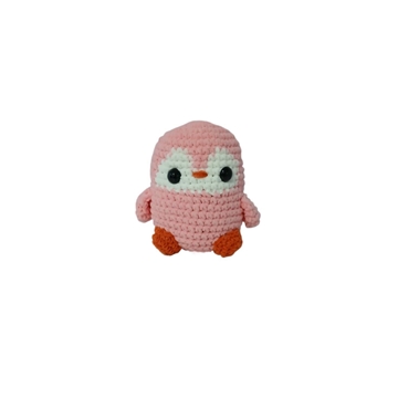 Peluche pingüino rosa en lana chenille hecho a mano a ganchillo (amigurumi). - Imagen 1