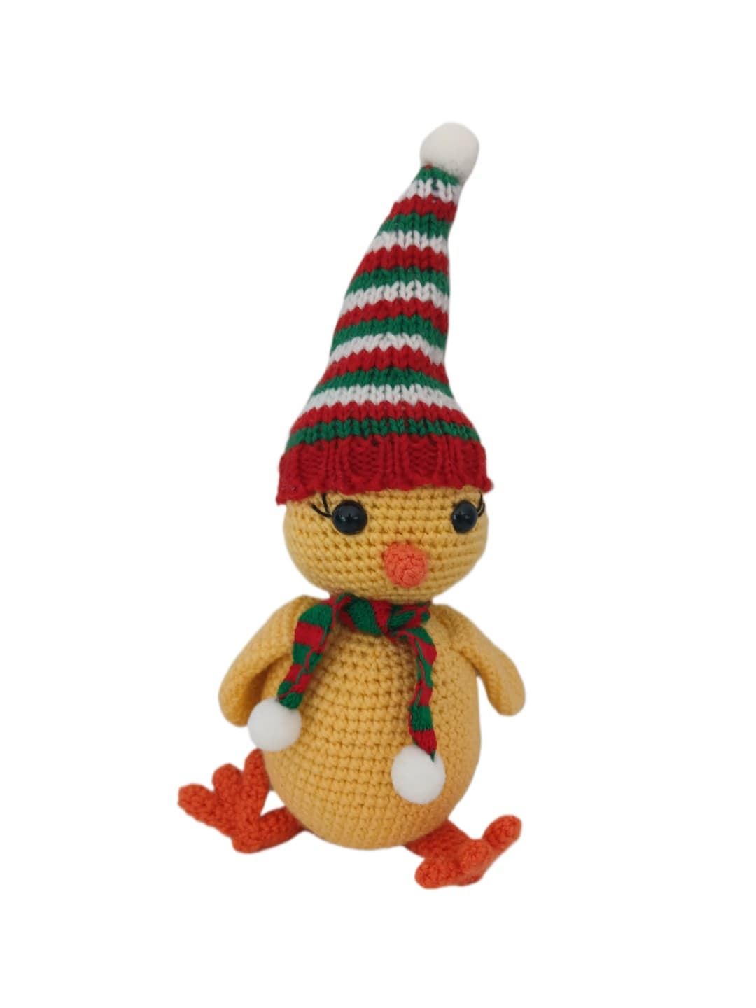 Peluche pollo navidad navideño hecho a mano a ganchillo (amigurumi). - Imagen 1