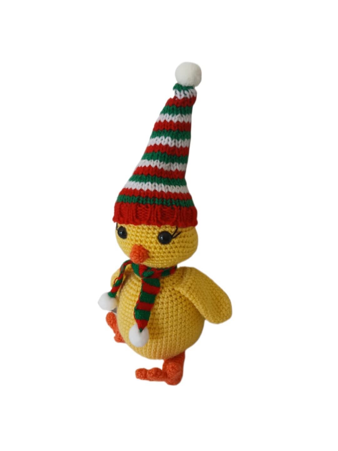 Peluche pollo navidad navideño hecho a mano a ganchillo (amigurumi). - Imagen 3