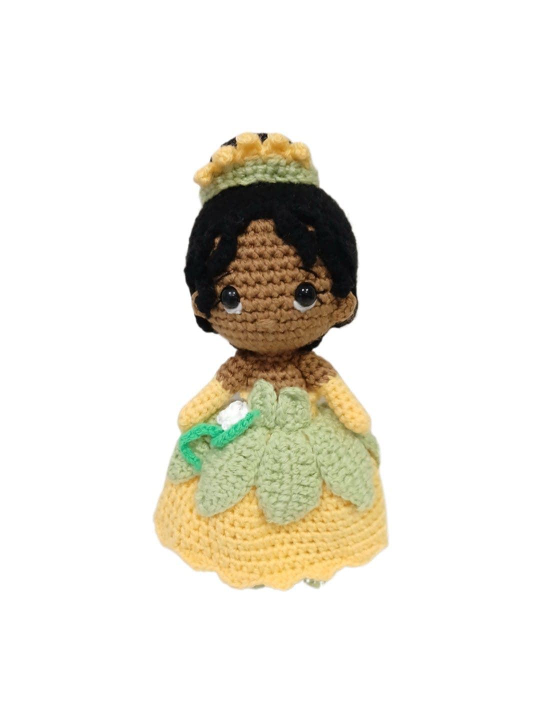 Peluche princesa tiana princesas disney hecha a mano a ganchillo (amigurumi). - Imagen 1