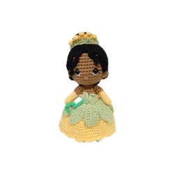 Peluche princesa tiana princesas disney hecha a mano a ganchillo (amigurumi). - Imagen 1