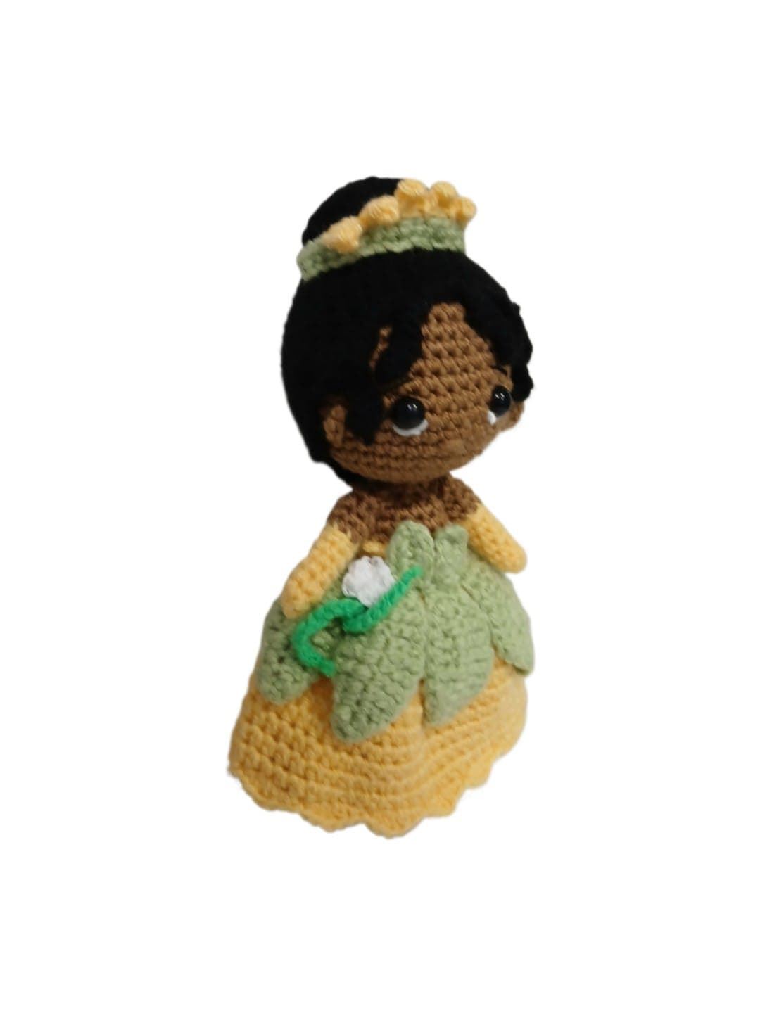 Peluche princesa tiana princesas disney hecha a mano a ganchillo (amigurumi). - Imagen 3