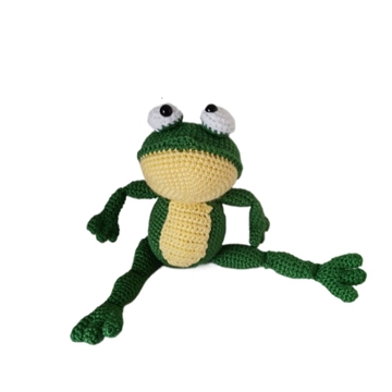 Peluche rana con corona hecho a mano a ganchillo (amigurumi). - Imagen 1