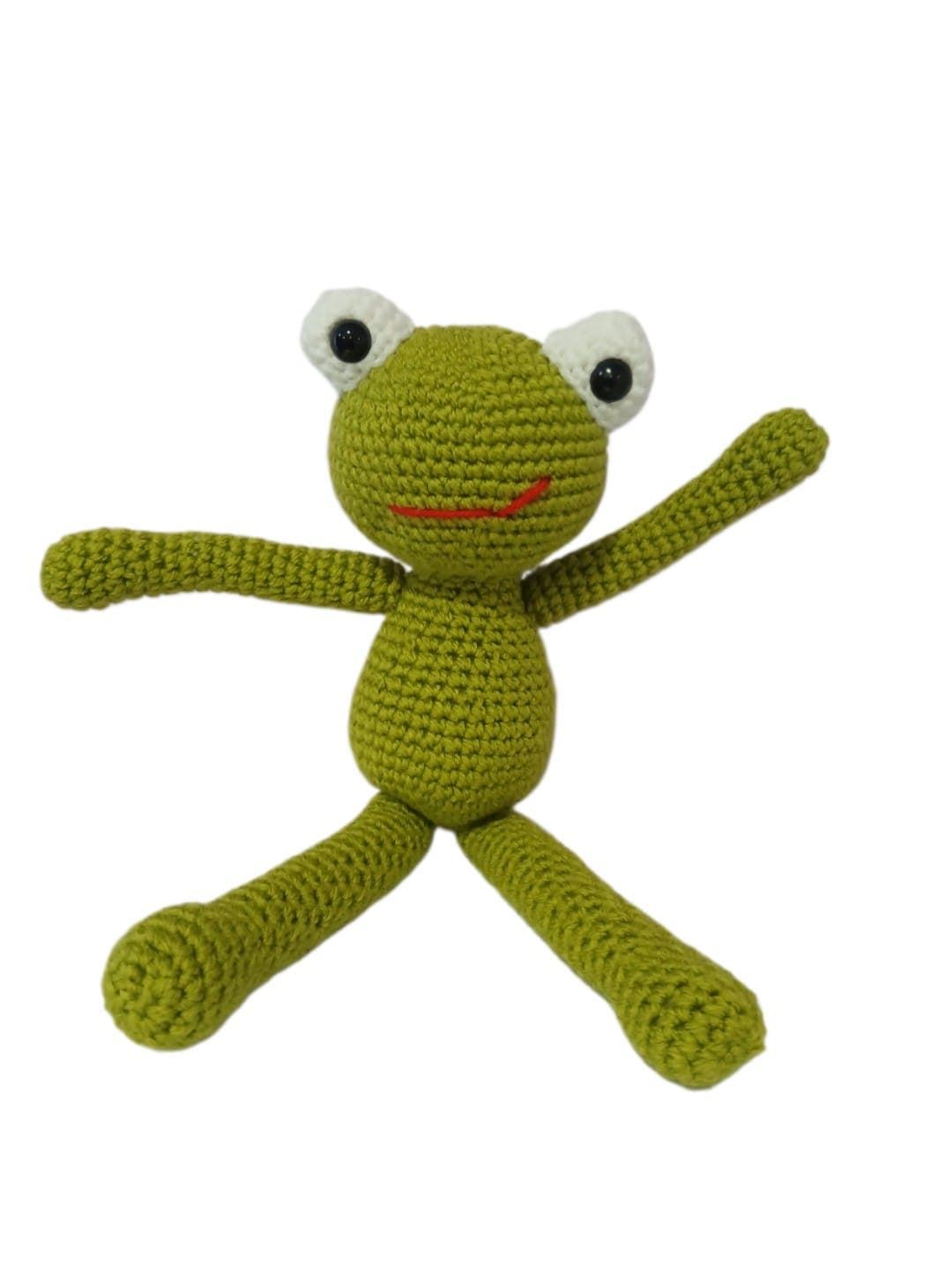 Peluche rana con corona hecho a mano a ganchillo (amigurumi). - Imagen 1