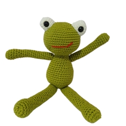 Peluche rana con corona hecho a mano a ganchillo (amigurumi). - Imagen 1