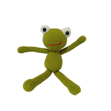 Peluche rana con corona hecho a mano a ganchillo (amigurumi). - Imagen 1