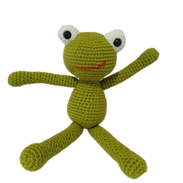 Peluche rana con corona hecho a mano a ganchillo (amigurumi). - Imagen 1