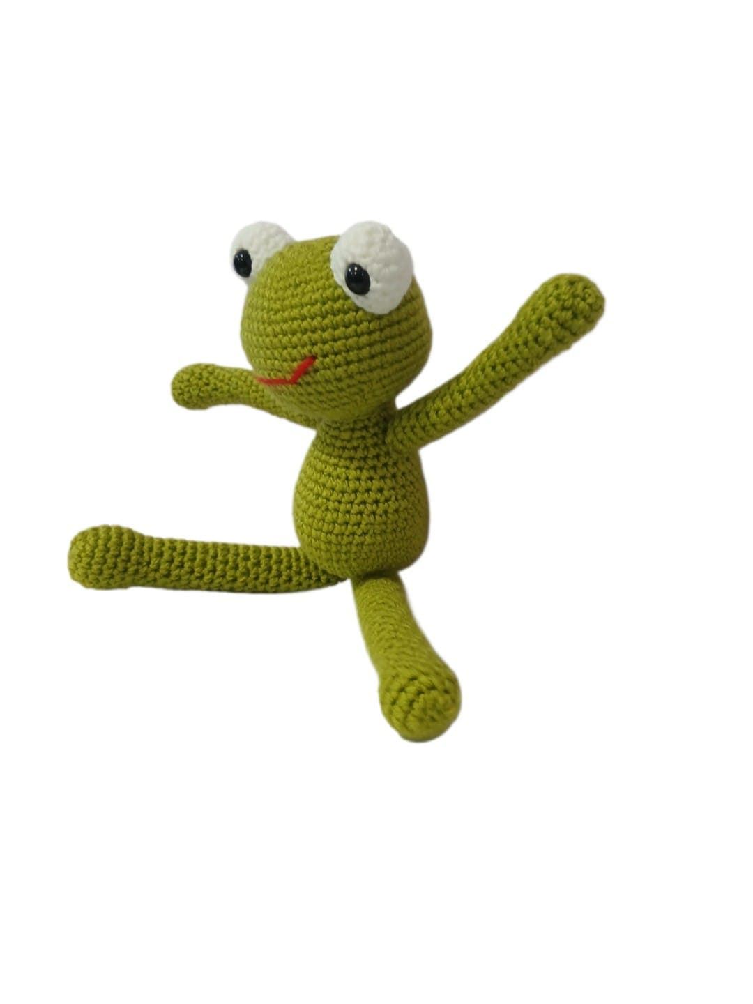 Peluche rana con corona hecho a mano a ganchillo (amigurumi). - Imagen 2