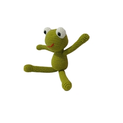 Peluche rana con corona hecho a mano a ganchillo (amigurumi). - Imagen 2