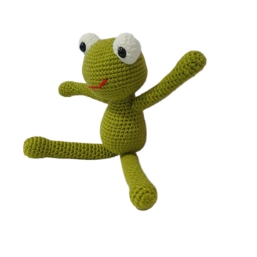 Peluche rana con corona hecho a mano a ganchillo (amigurumi). - Imagen 2