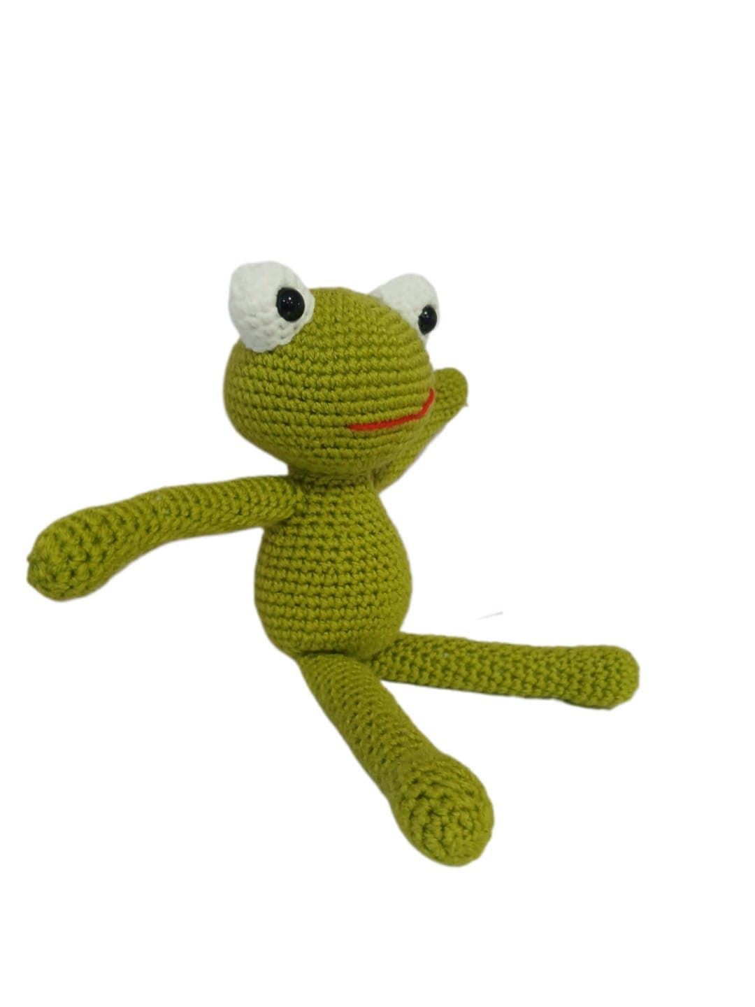 Peluche rana con corona hecho a mano a ganchillo (amigurumi). - Imagen 3