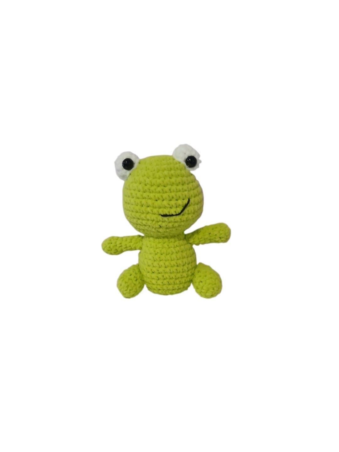 Peluche rana en lana chenille hecho a mano a ganchillo (amigurumi). - Imagen 1