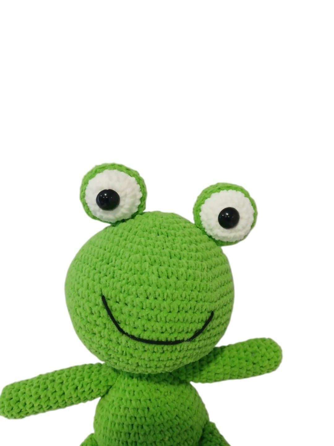 Peluche rana lana chenille hecho a mano a ganchillo (amigurumi). - Imagen 4