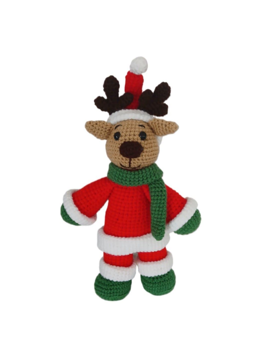 Peluche reno navideño hecha a mano a ganchillo (amigurumi). - Imagen 1