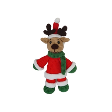 Peluche reno navideño hecha a mano a ganchillo (amigurumi). - Imagen 1