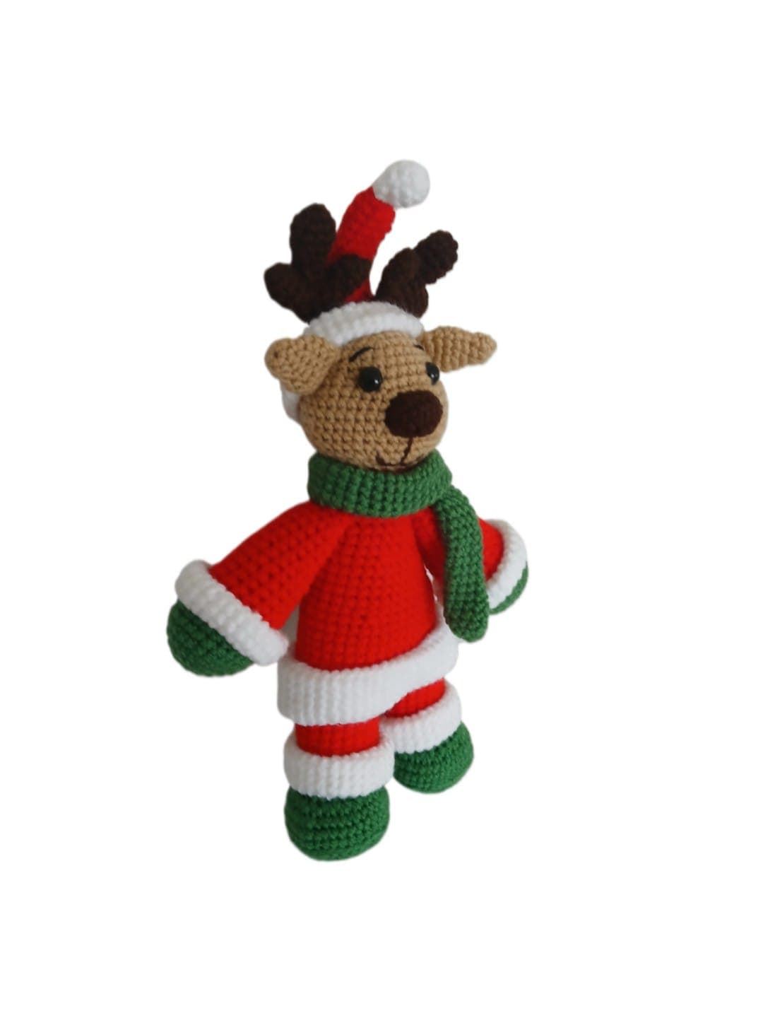 Peluche reno navideño hecha a mano a ganchillo (amigurumi). - Imagen 3