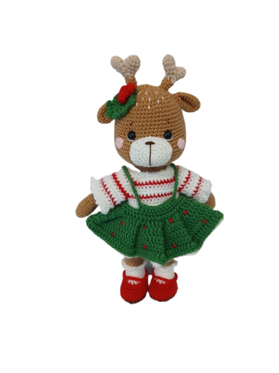Peluche reno navideño hecha a mano a ganchillo (amigurumi). - Imagen 1