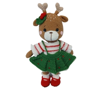 Peluche reno navideño hecha a mano a ganchillo (amigurumi). - Imagen 1