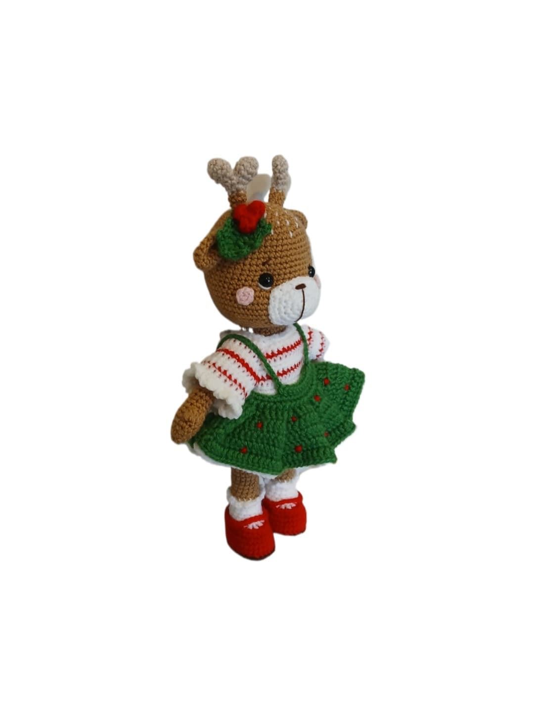 Peluche reno navideño hecha a mano a ganchillo (amigurumi). - Imagen 2