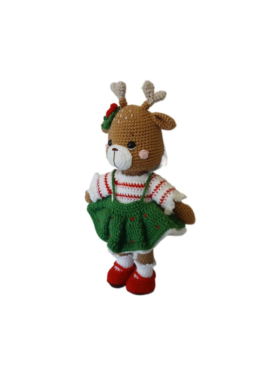 Peluche reno navideño hecha a mano a ganchillo (amigurumi). - Imagen 3