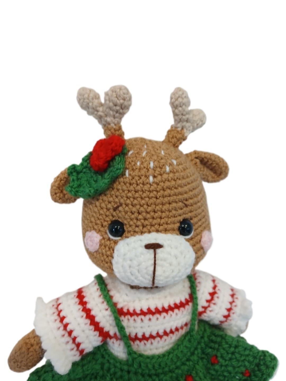 Peluche reno navideño hecha a mano a ganchillo (amigurumi). - Imagen 4