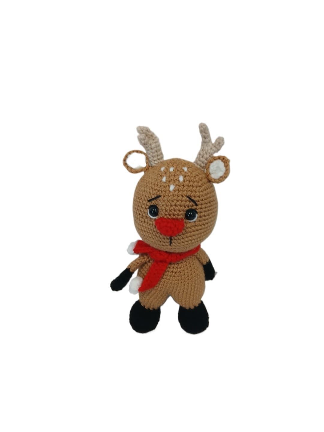Peluche reno navideño hecha a mano a ganchillo (amigurumi). - Imagen 1