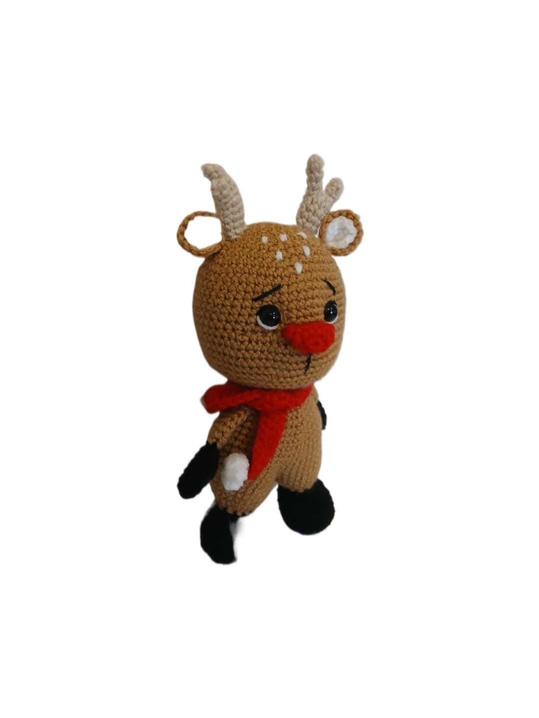 Peluche reno navideño hecha a mano a ganchillo (amigurumi). - Imagen 3