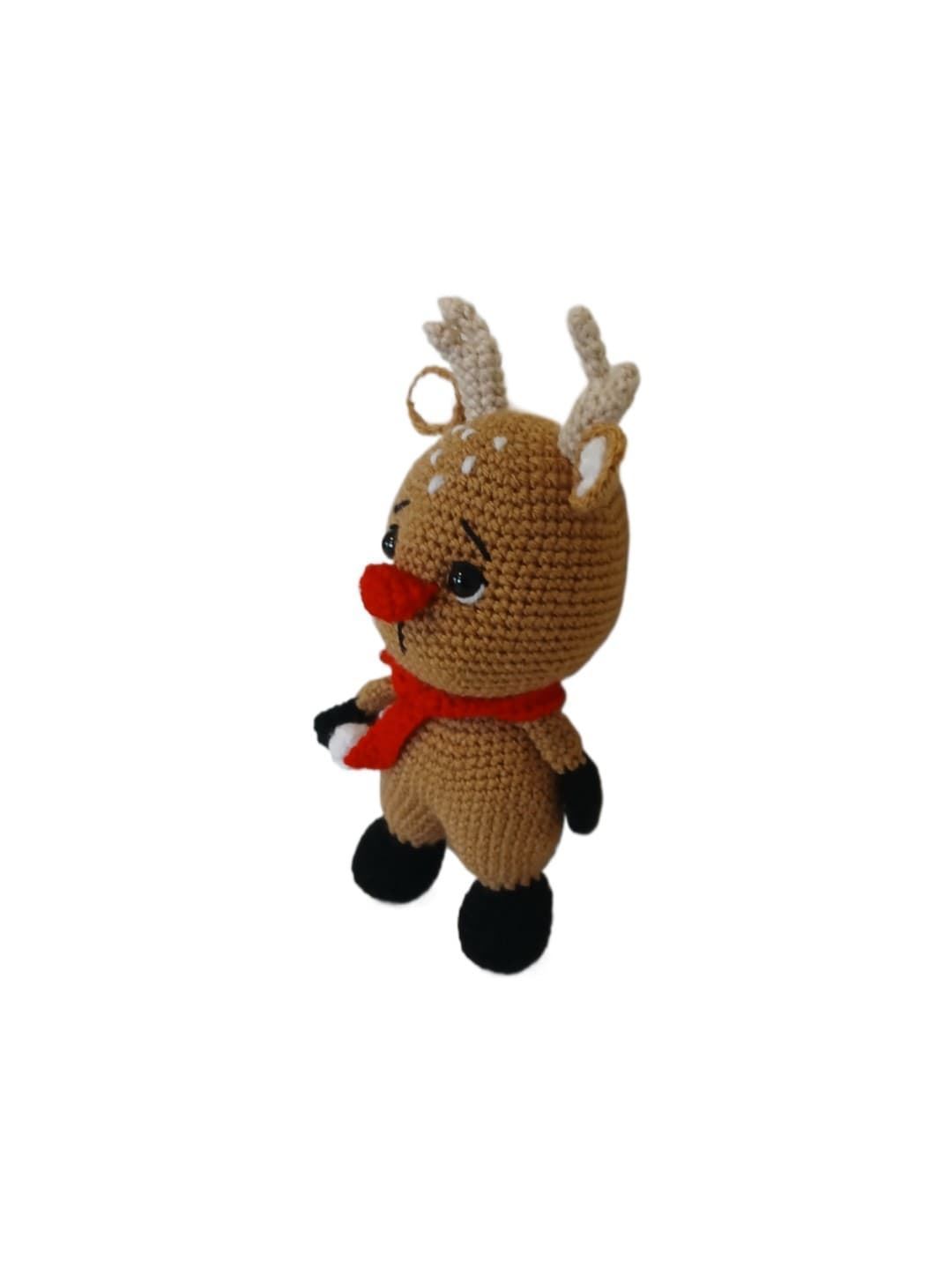 Peluche reno navideño hecha a mano a ganchillo (amigurumi). - Imagen 4
