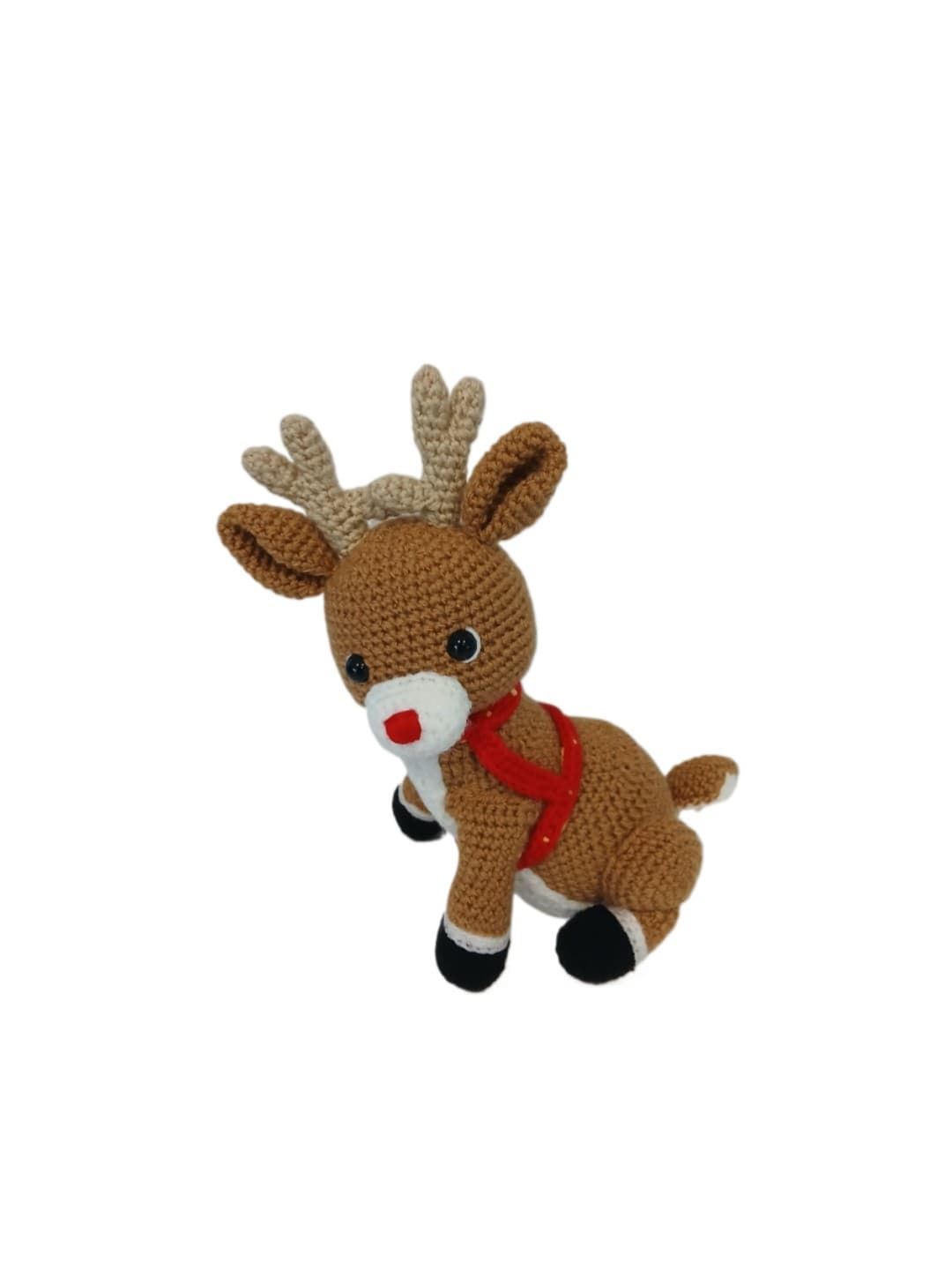 Peluche reno navideño hecha a mano a ganchillo (amigurumi). - Imagen 1