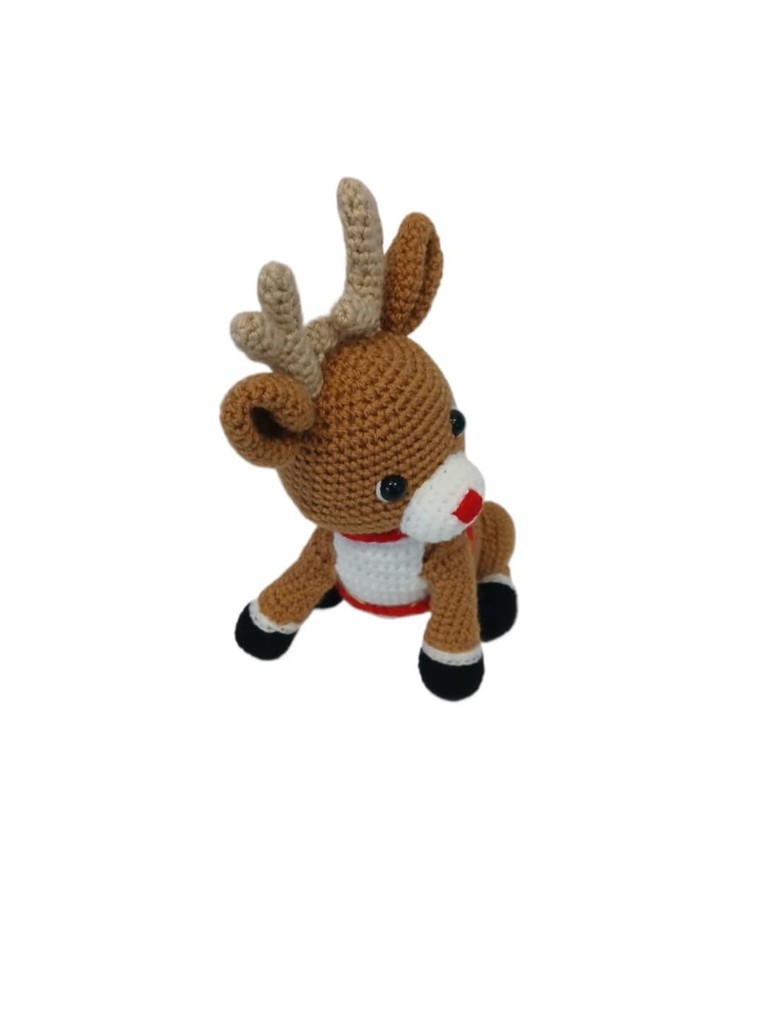 Peluche reno navideño hecha a mano a ganchillo (amigurumi). - Imagen 2