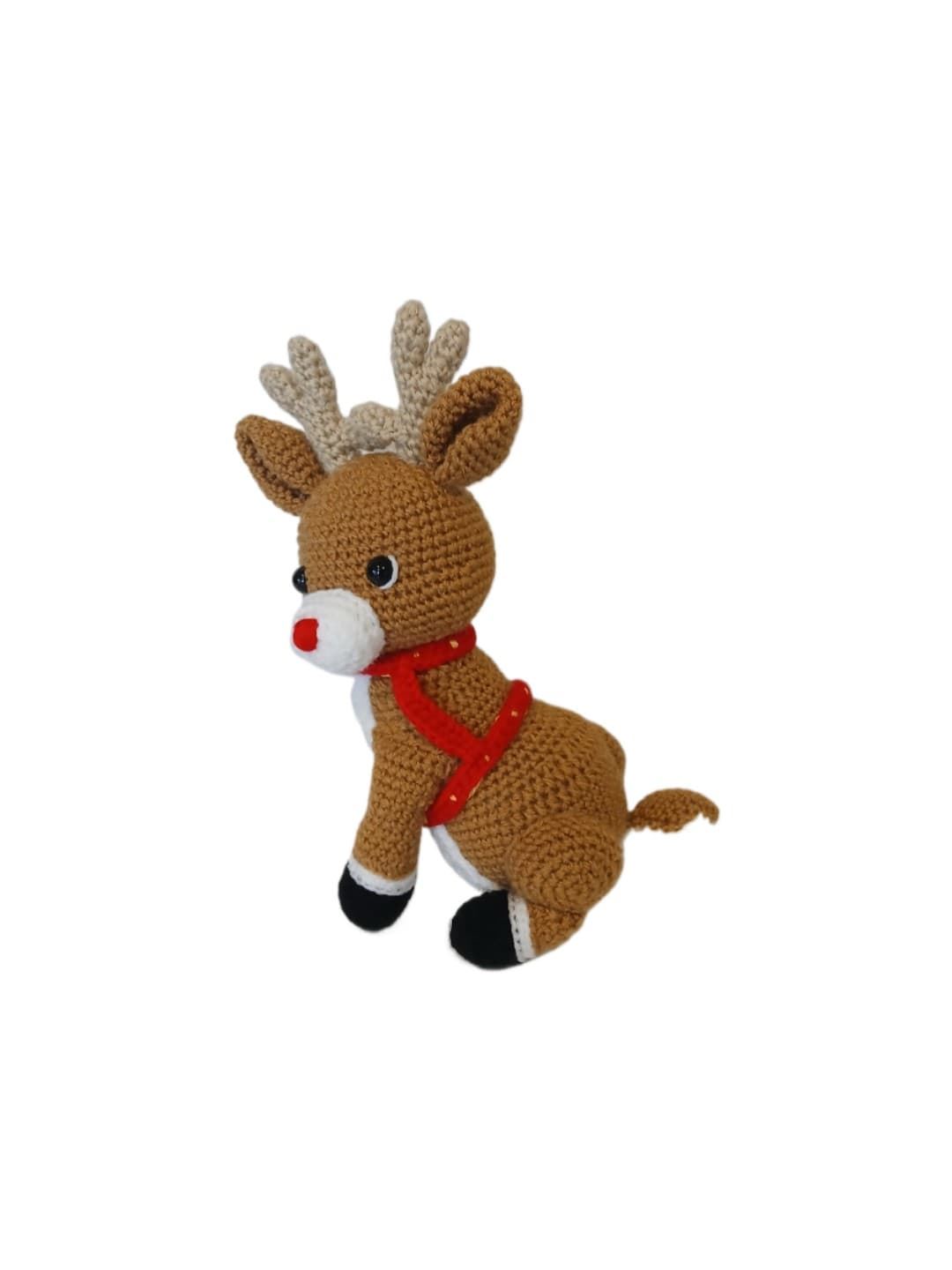 Peluche reno navideño hecha a mano a ganchillo (amigurumi). - Imagen 4