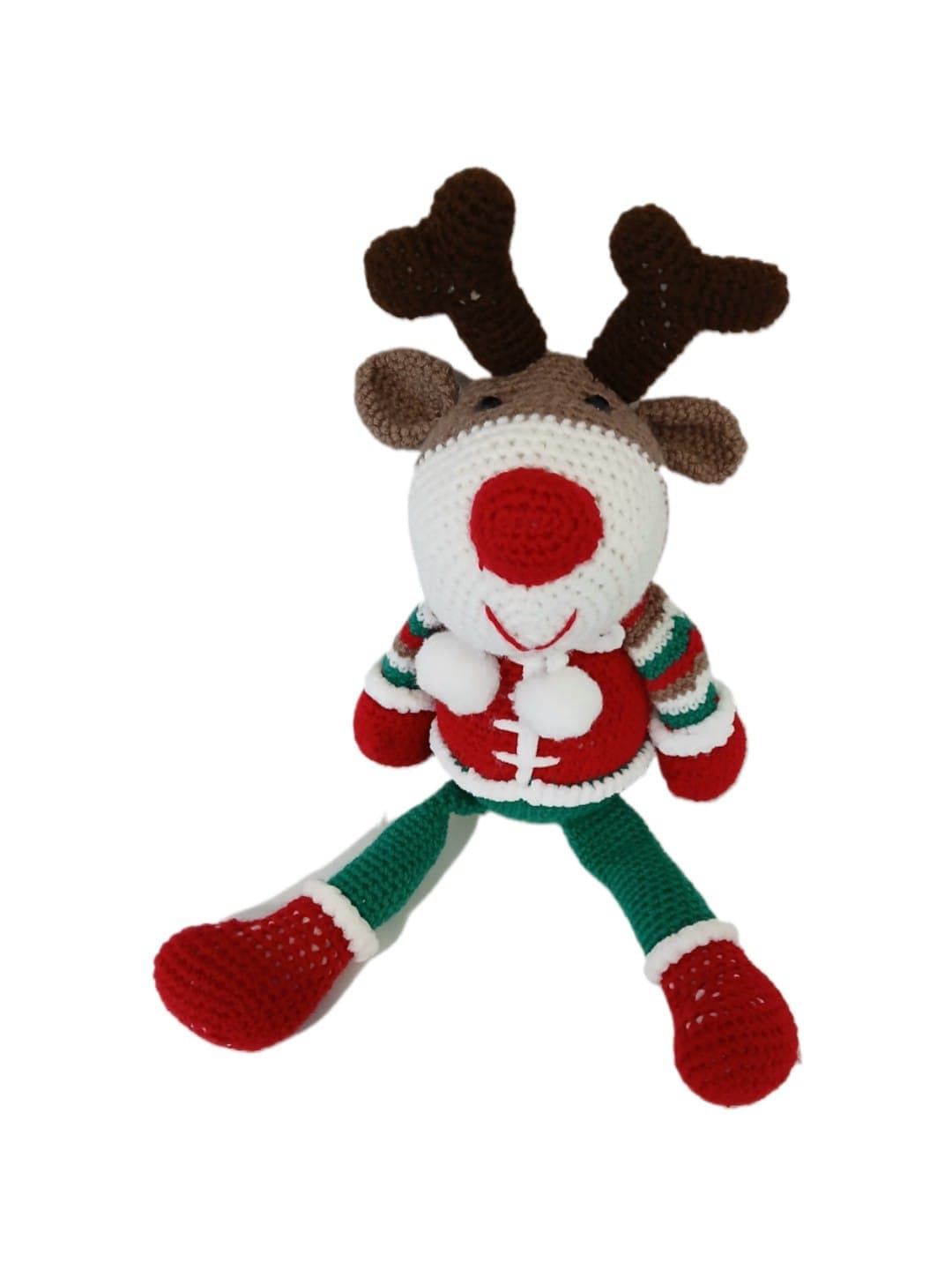 Peluche reno navideño-navidad hecho a mano a ganchillo (amigurumi). - Imagen 1