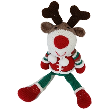 Peluche reno navideño-navidad hecho a mano a ganchillo (amigurumi). - Imagen 1