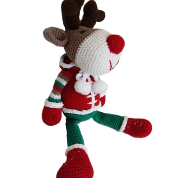 Peluche reno navideño-navidad hecho a mano a ganchillo (amigurumi). - Imagen 2