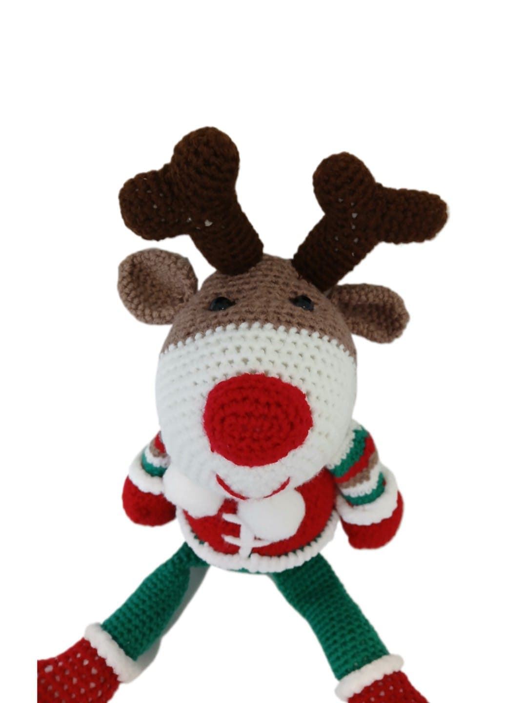 Peluche reno navideño-navidad hecho a mano a ganchillo (amigurumi). - Imagen 5