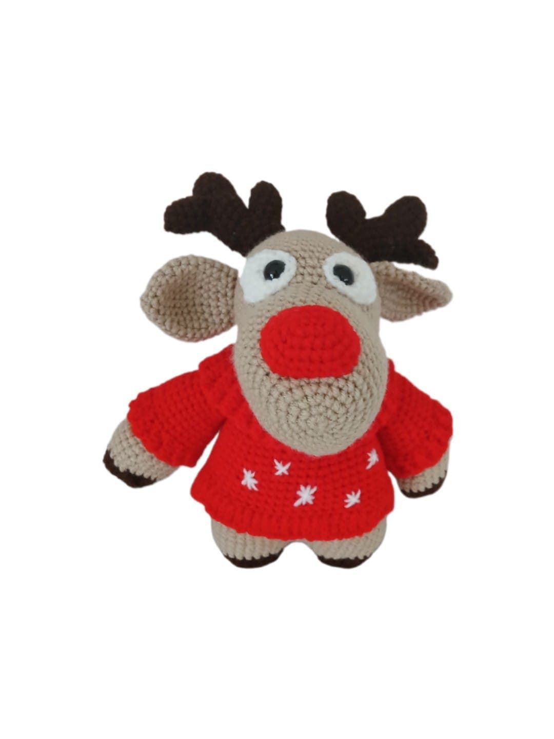 Peluche Reno navideño-navidad hecho a mano a ganchillo (amigurumi). - Imagen 1