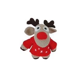 Peluche Reno navideño-navidad hecho a mano a ganchillo (amigurumi). - Imagen 1