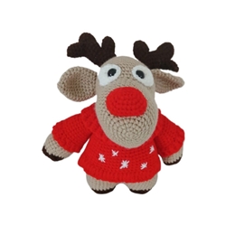 Peluche Reno navideño-navidad hecho a mano a ganchillo (amigurumi). - Imagen 1