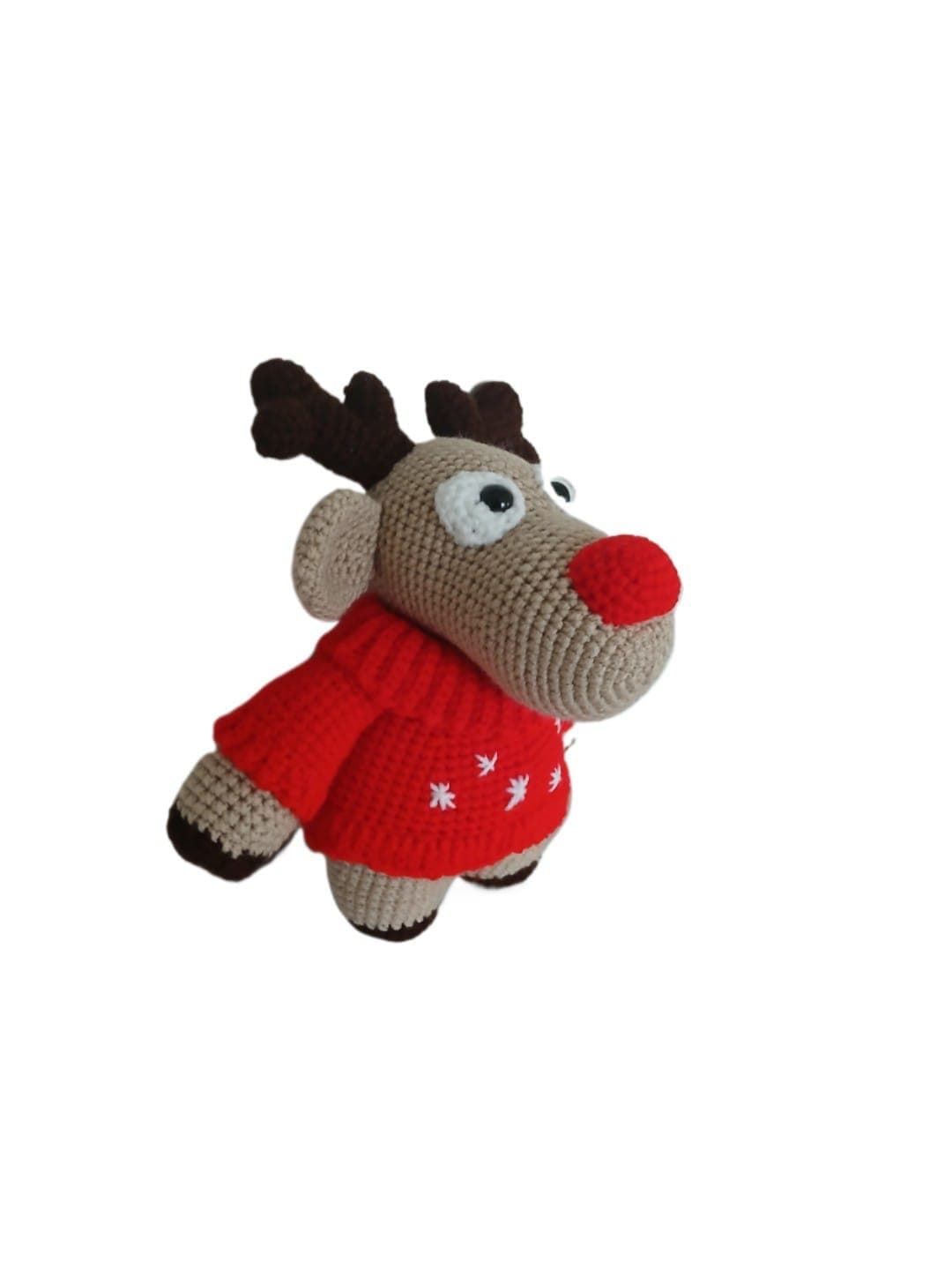 Peluche Reno navideño-navidad hecho a mano a ganchillo (amigurumi). - Imagen 2